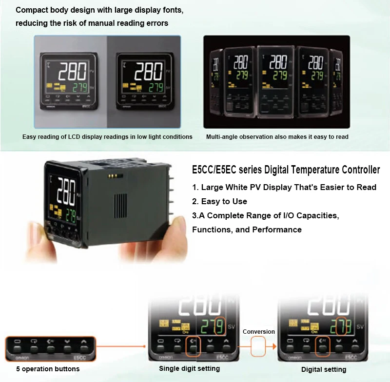 New Omron Temperature Controller E5EC-RX2ASM-800 100-240VAC 1 year warranty 