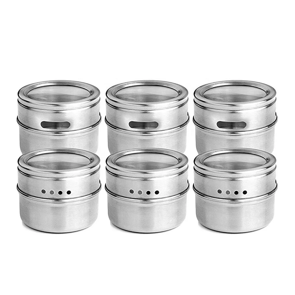 Gadget 2019 Magnetic Spice Tins Multi-Purpose Storage Tin Containers, Stainless Steel Storage Spice Jar