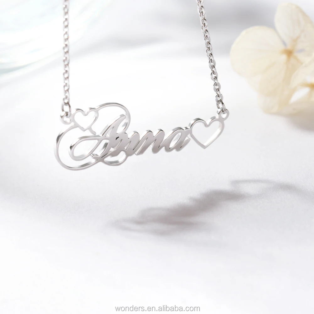 

1 MOQ Stainless Steel Gold Plated Custom Name Necklace Personalised Nameplate Necklace