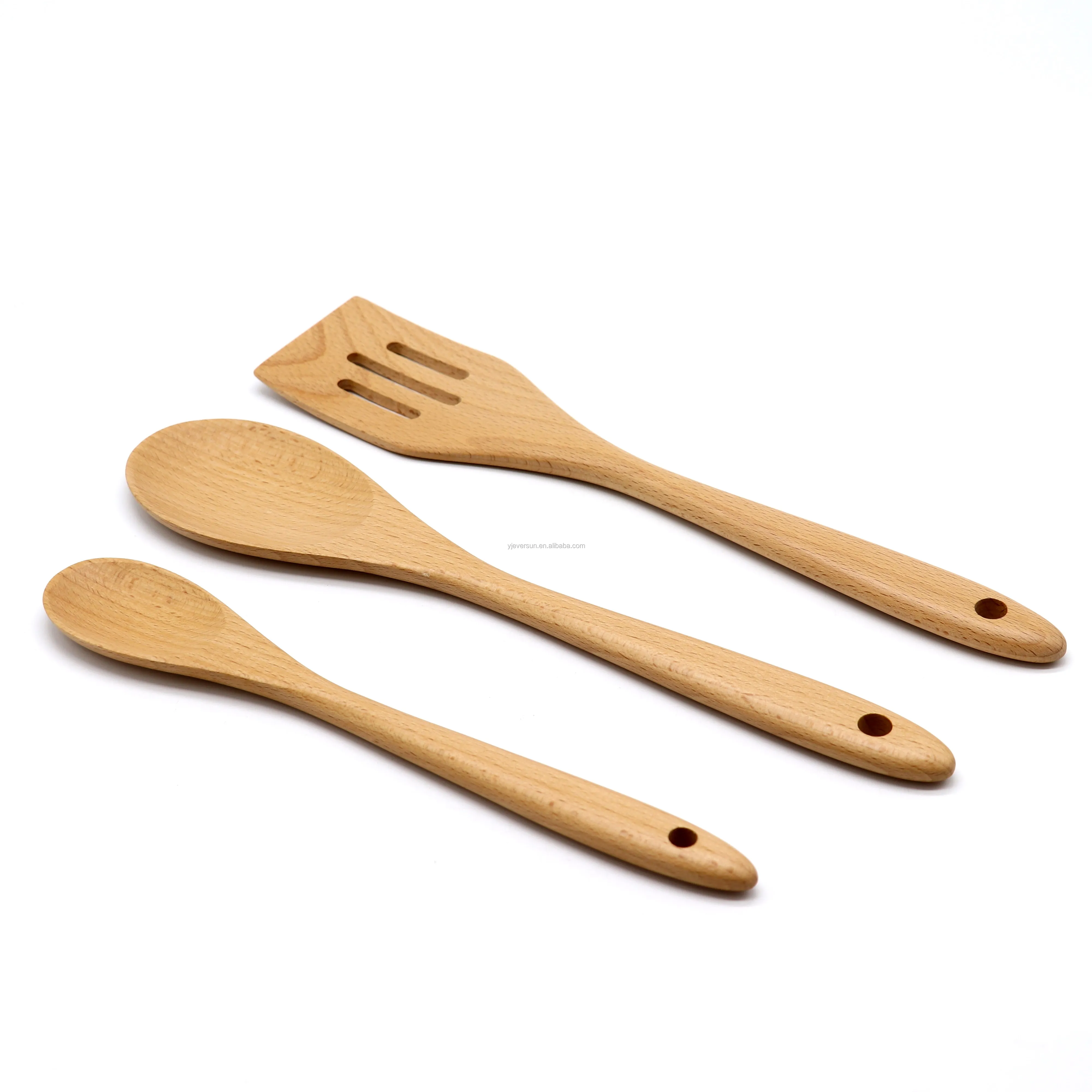 高品质的木材 beech 木刮刀开槽特纳勺子厨房用具套装炊具炊具