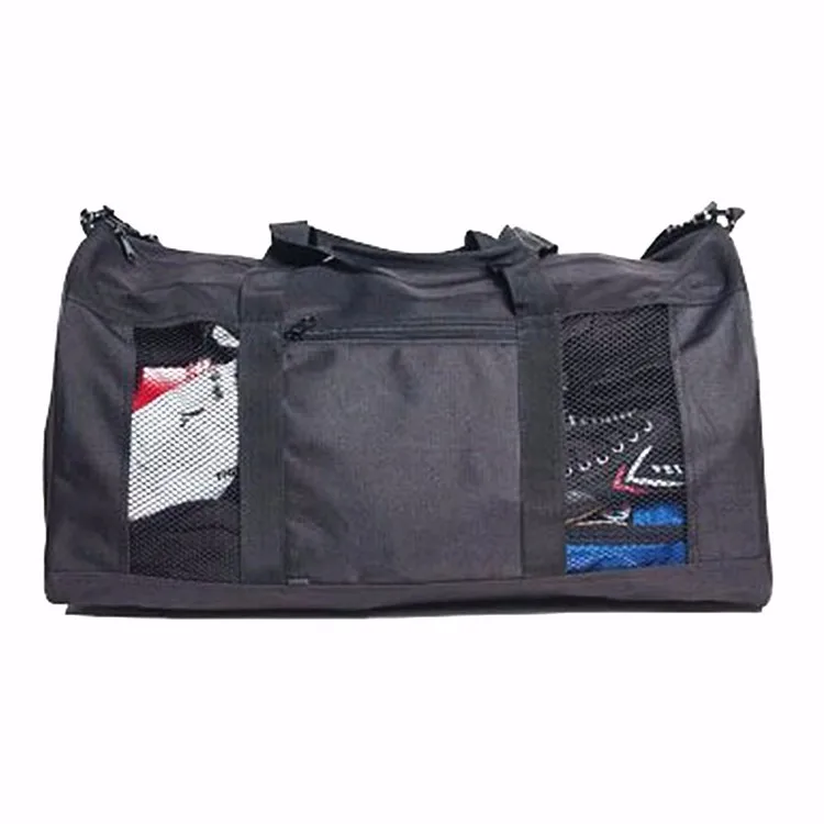 Wholesale Portable Large Heavy Duty Black Travel Duffle Mesh Gym Bag