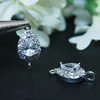 Small Silver Plated Cubic Zirconia (CZ) Teardrop Connector, Waterdrop Clear Setting Connector, Pendant,Necklace (14x7MM)