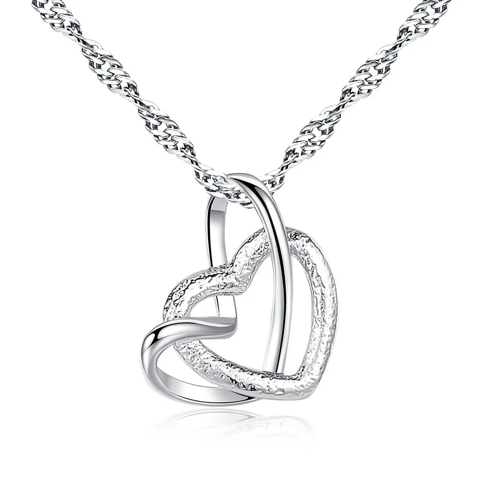 

Fashion silver Romantic Love Heart Necklace Scrub Heart Pendant Necklace Free Shipping, N/a