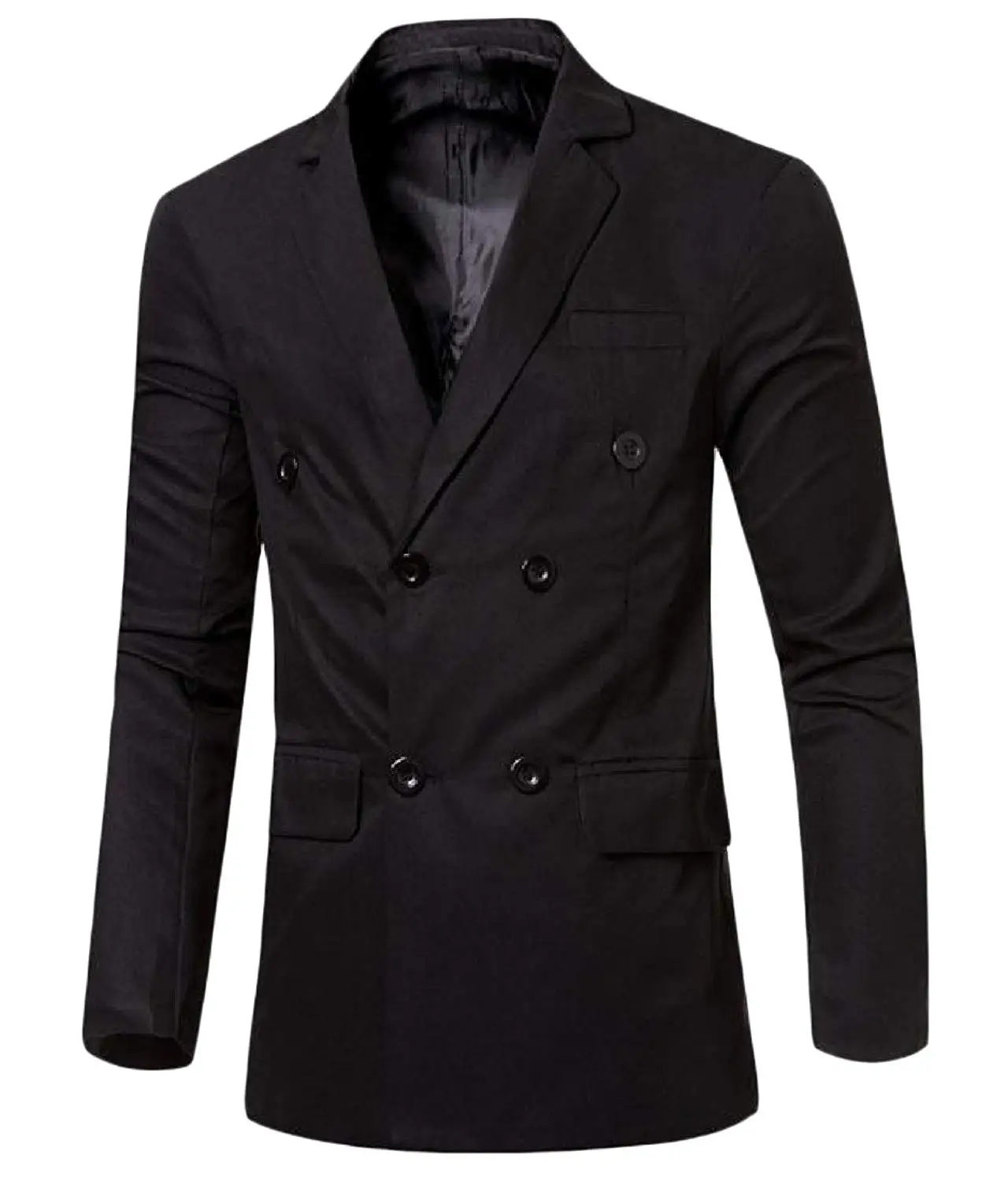Comfy Mens Trim-Fit Solid Color Double-breasted Blazer Jacket Suit