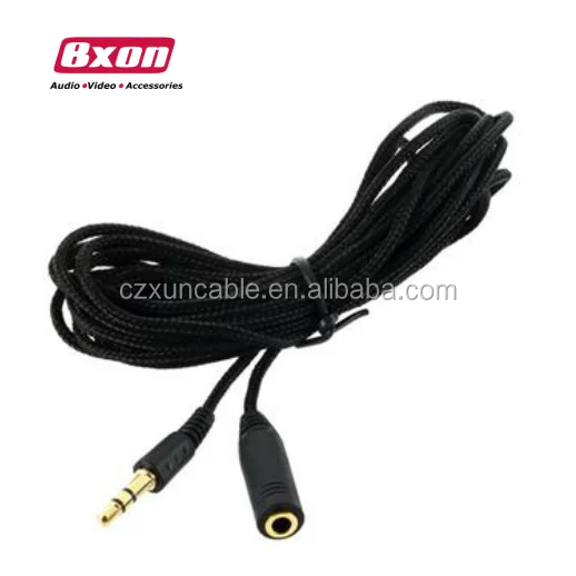 

3m nylon mesh 3.5mm stereo car audio aux cable, Black