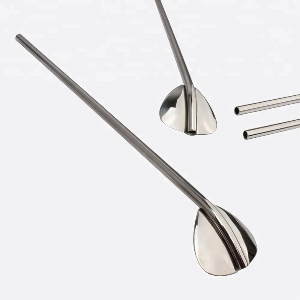 

bar accessores FDA 18/10 Stainless Steel matel straw spoon with LFGB, Silver or customized