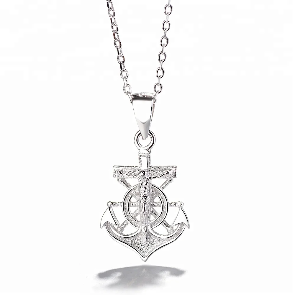 

Wholesale Real 925 Silver Anchor Pendant Necklace, As customer request