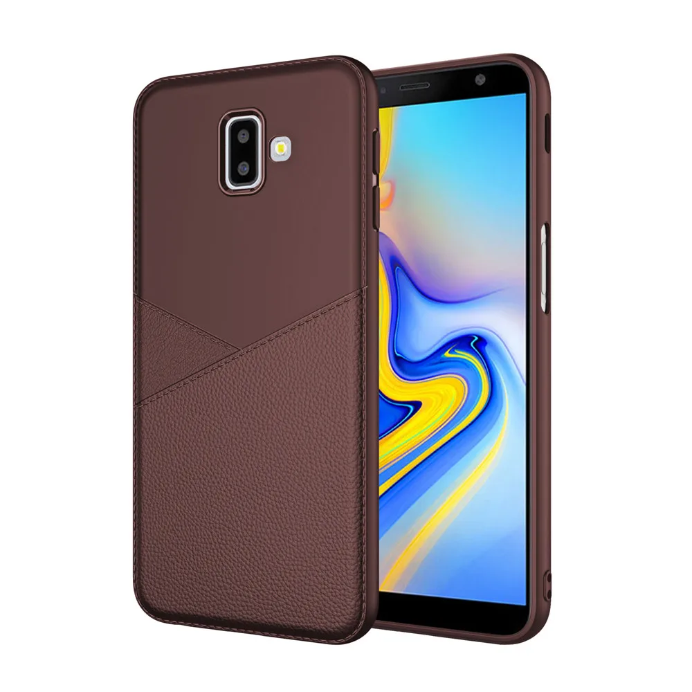 Slim Business Style Leather Pattern Case for Samsung Galaxy J6 Plus Soft TPU Cover