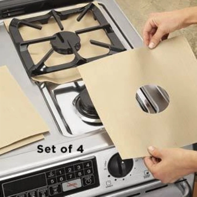 

Good performance kitchen essentials non-stick easily cleaned gas stove covers mat, Brown,black