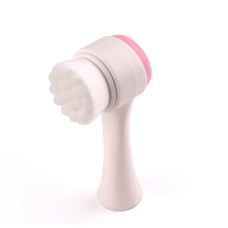 

High Quality Tooth-shape Plastic Handle Both Side Silicone Face Cleanser Portable Facial Brush, As pics