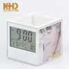 KH-CL060 KING HEIGHT Seven Fashion Musics Desk Pen Holder Alarm Cube Digital Clock with Picture Frame