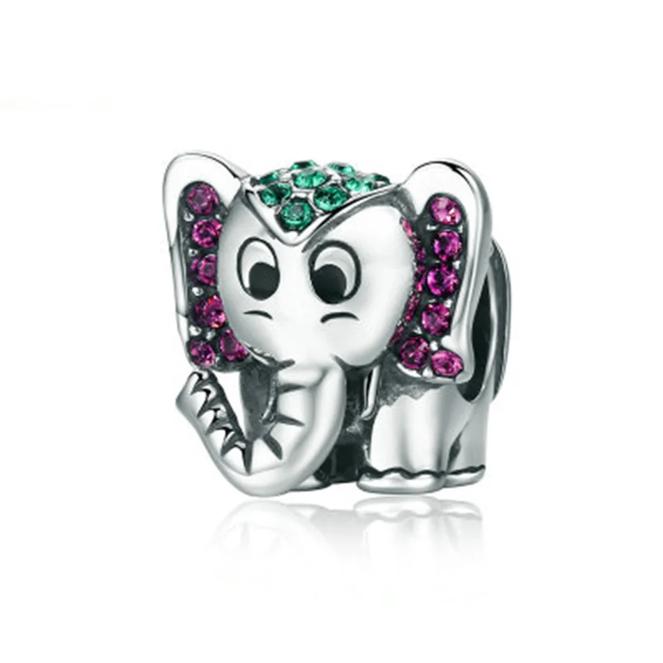 

Lovely 100% 925 Sterling Silver Elephant Sparkling Cubic Zircon Animal Beads fit Women Bracelet Jewelry Gift