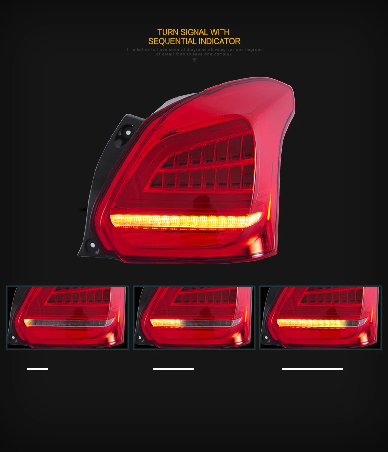 VLAND Manufacturer For Car Tail Lamp For Swift LED Taillight 2017-UP For Swift Tail Light Full LED With Sequential Indicator