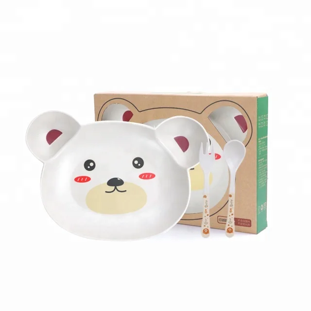 

BPA Free Bamboo Fiber Kids Dinner Set Toddlers Children Meal Set B001