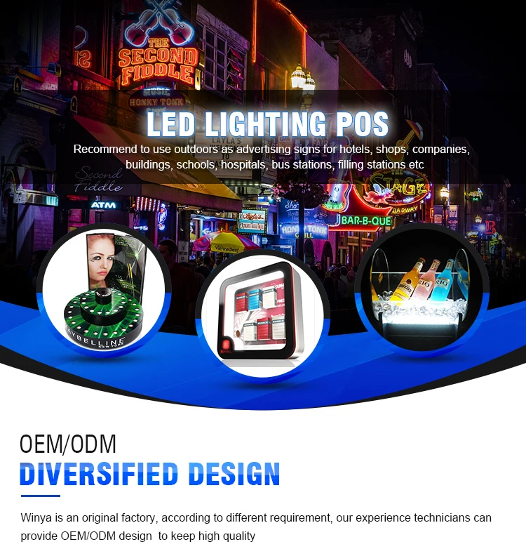 Acrylic Led Table Stand Menu Holder Led Lighting Pos Rechargeable