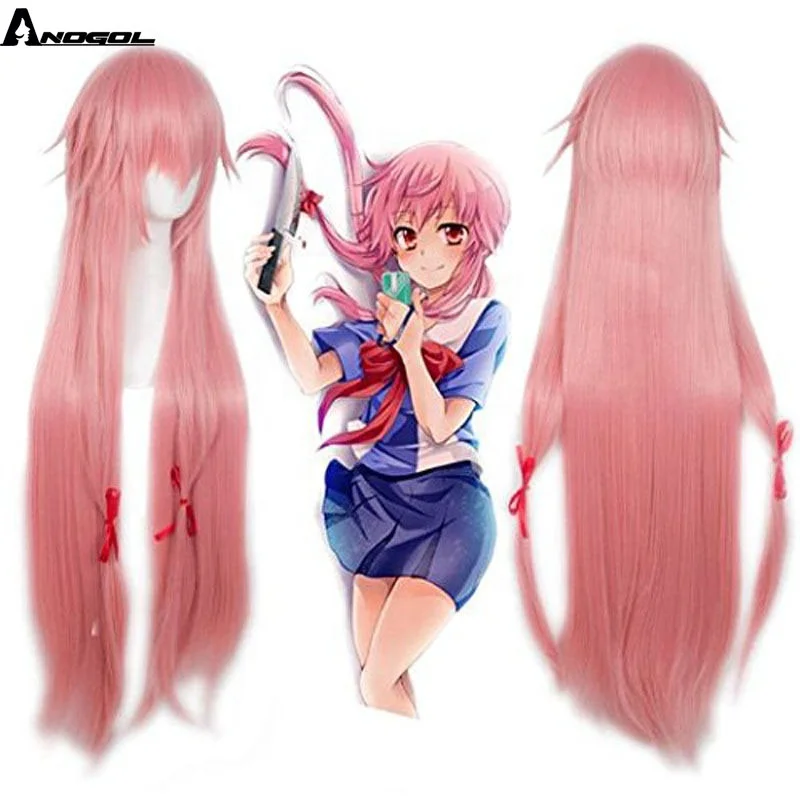 

Anogol Hot Future Diary Gasai Yuno Mirai Cosplay Wig, Pink