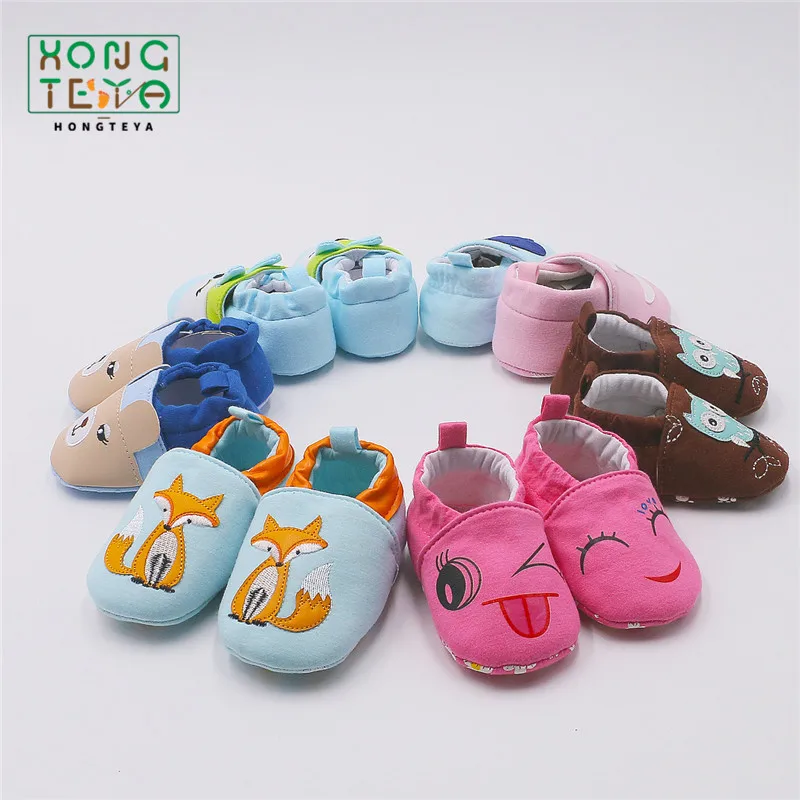 

new style cartoon pattern hot selling cotton material soft sole baby toddler shoes