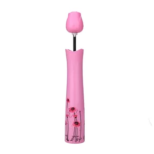 Image of Custom creative Women Portable Folding Drawing Rose Vase Plastic Bottle Sun Umbrella