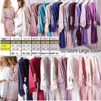 

Wholesale Ladies wear Plain dye Satin Robe with Lace