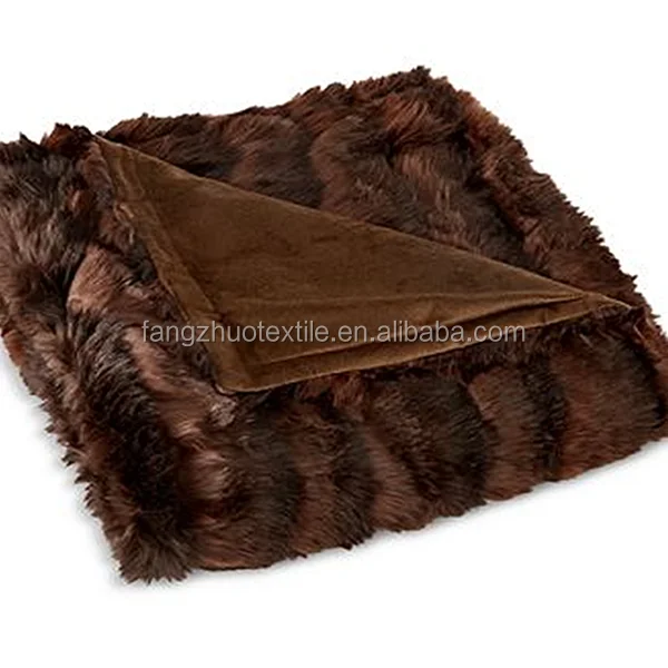 Polyester Microfiber Mink Blanket Faux Fur Throw Reversible Blanket