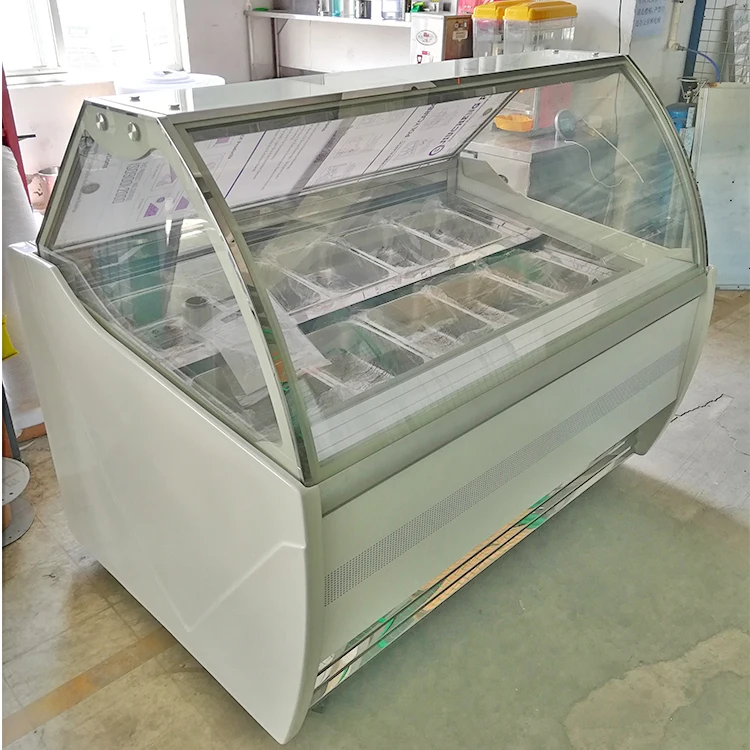 12 Flavors Ice Cream Display Freezer/gelato Display Case With 12 Pans ...