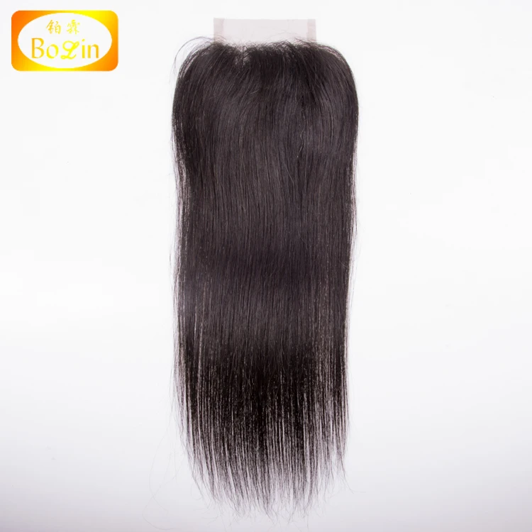 

100% human hair no tangle New style straight natural colors cheap lace closure, Natural color