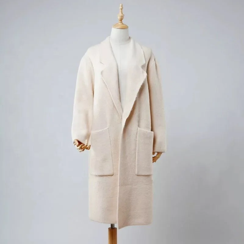 

2020 winter new solid color cashmere wool coat women's double-faced wool long women's jacket