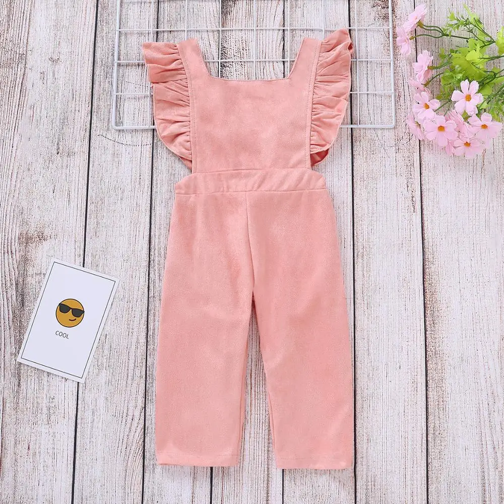 

wholesale toddler Baby Girl Ruffle Sleeve Bell Bottom Romper Jumpsuit fall Pants