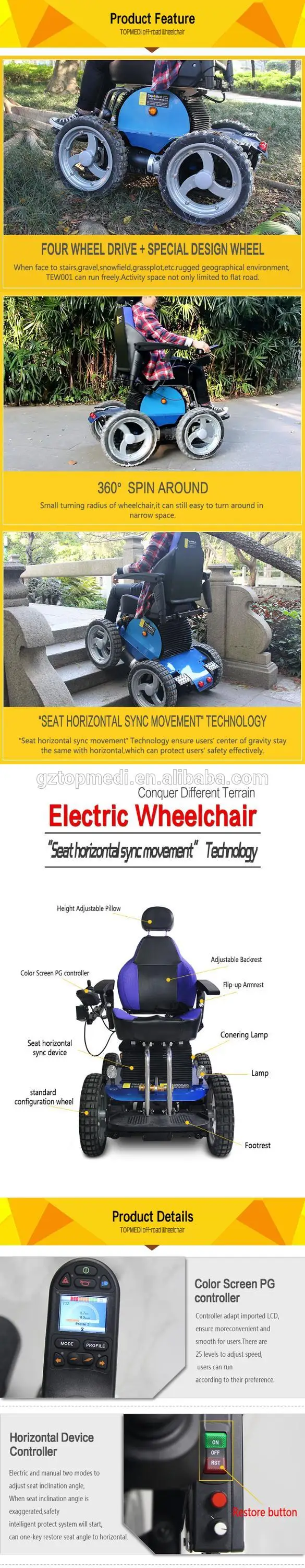 Topmedi Saudi Arabia Wheelchair off-road stair climbing Stable Powerful Electric Wheelchair
