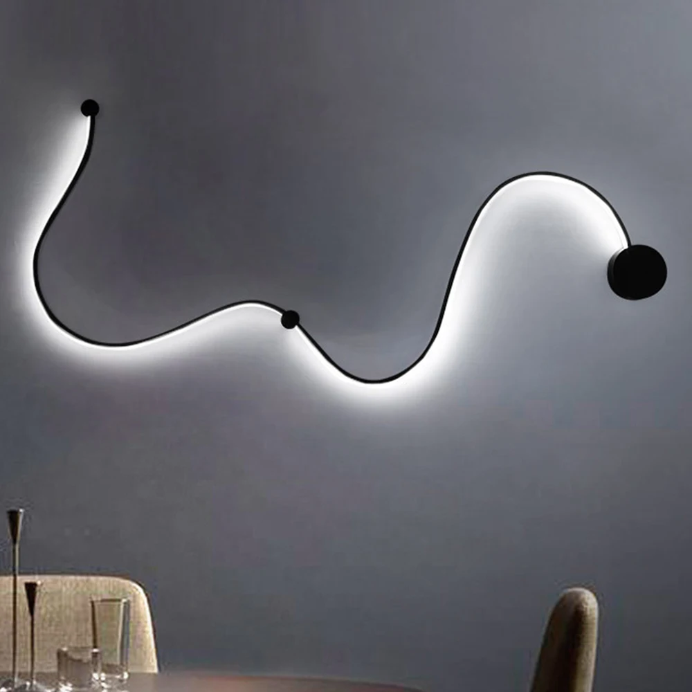 Details about   Modern Home Decoration Curved Wall Lamp Acrylic Snake Wall Light Indoor Fixtures 