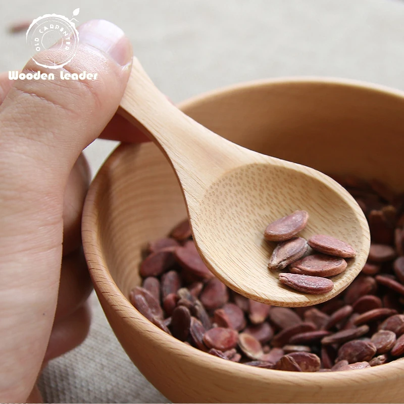 

Cute portable milk honey salt tableware mini teaspoon coffee customized LOGO small round bamboo measuring tea spoon, Cute small round bamboo measuring tea spoon