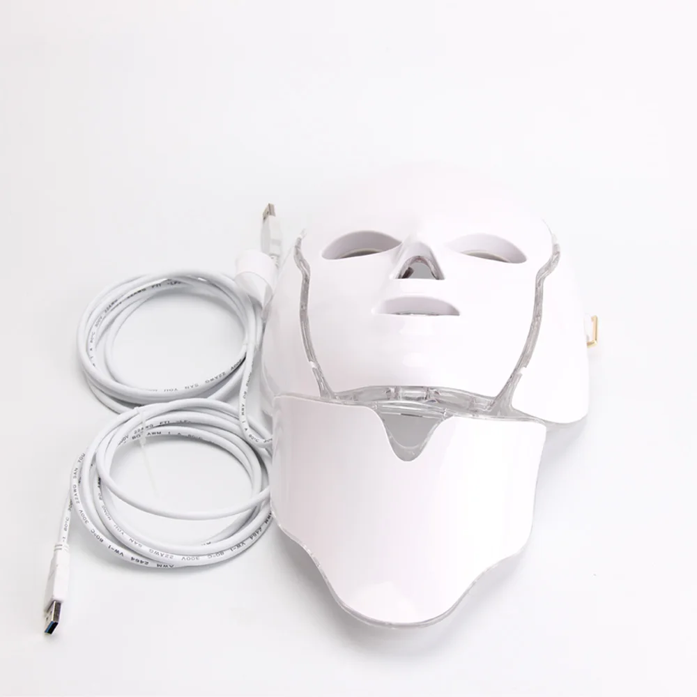 

Led light therapy mask for face and neck beauty, White