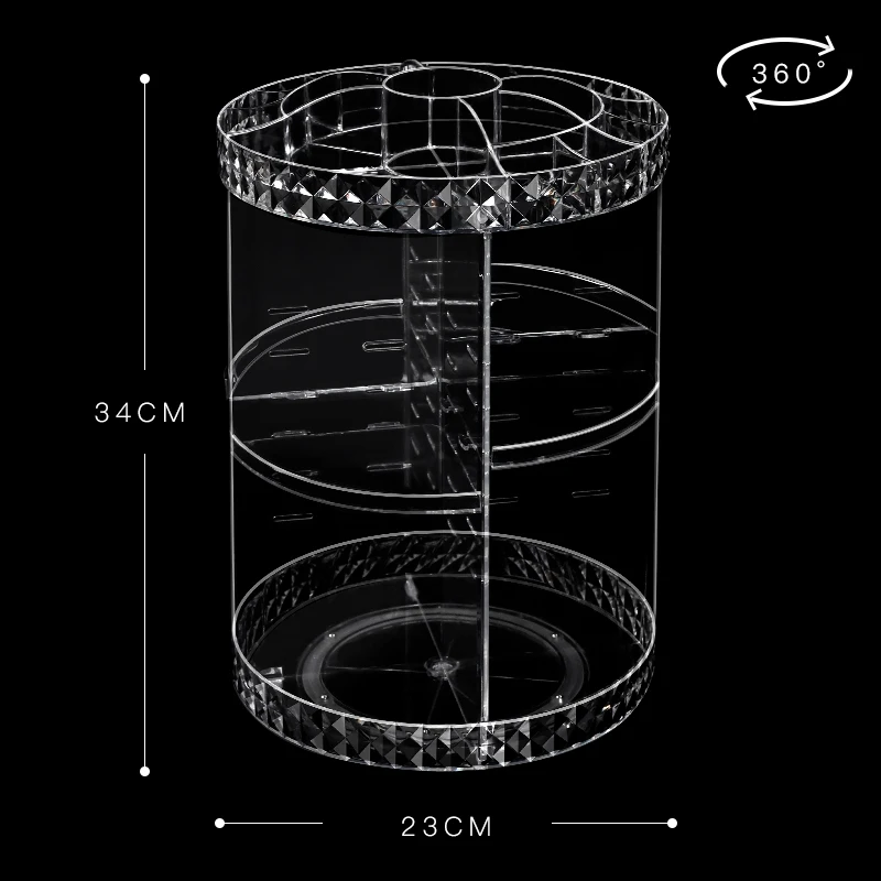
Wholesale 3 tier Clear Transparent DIY profession acrylic 360 degree Rotating rotation Cosmetic Storage Box Makeup Organizer 