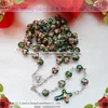 8mm green cloisonne bead rosary necklace