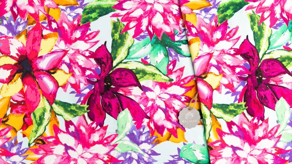 Flower printed cotton spandex knit customized printing fabric