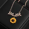 Women jewelry sunflower leaves gold pendant necklace clavicle chain necklace