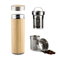 

Double Wall Stainless Steel Bamboo Shell Bottle Insulated Bamboo Vacuum Flask with Infuser & Strainer Insulated Travel Tumbler