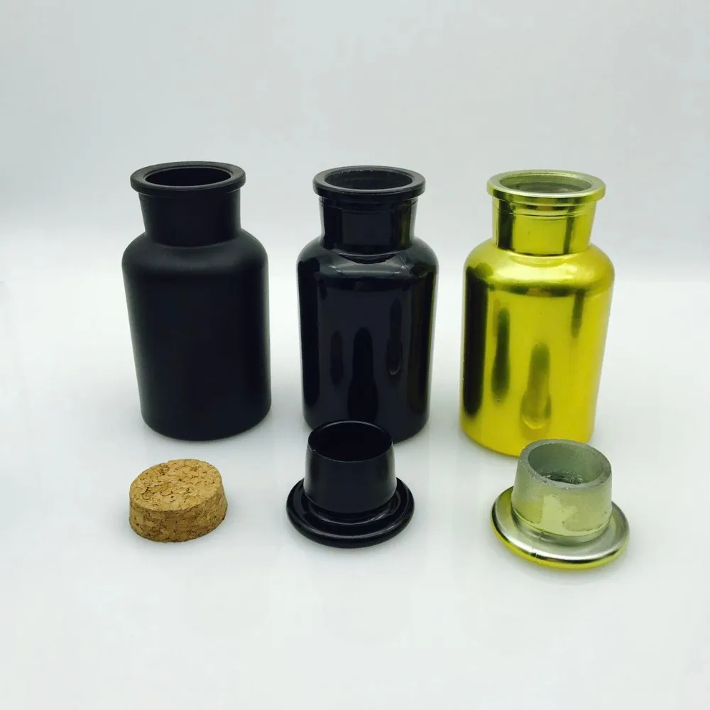 60ml 125ml 250ml Golden Matte Black Apothecary Glass Jar With Lid Buy Apothecary Glass Jars
