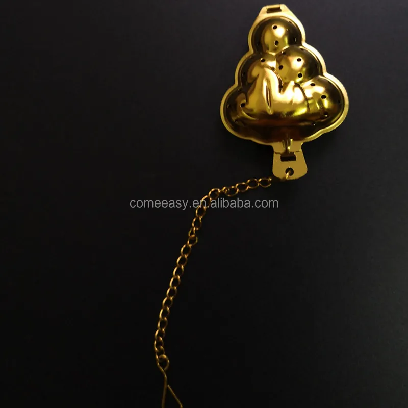 

gold color 304 stainless steel fruit-shaped grape tea infuser with chain