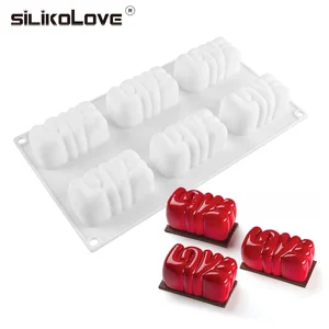 Image of Food safe silicone 3D mousse with chocolate center cake 6 cavity pastry mould for afternoon tea