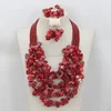 Terrific Nigerian Coral Beads Jewelry Set Gorgeous Wine Red African Beads Set Wedding Bridal Jewelry Set