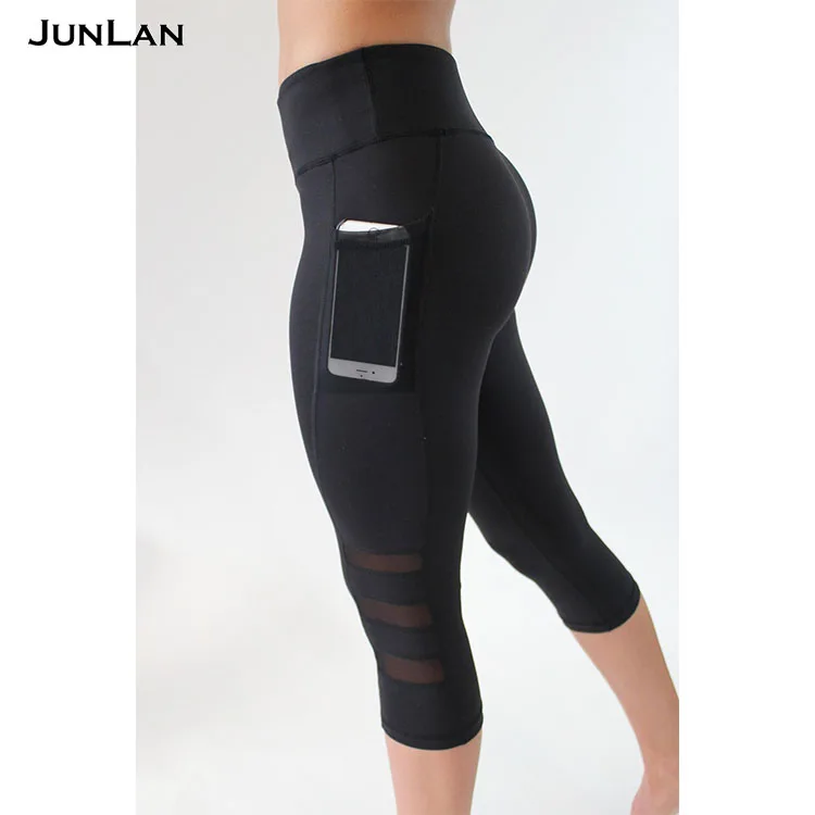 

Custom Women High Waist Elastic Tight Workout Fitness Leggings Yoga Pants With Pocket, Black