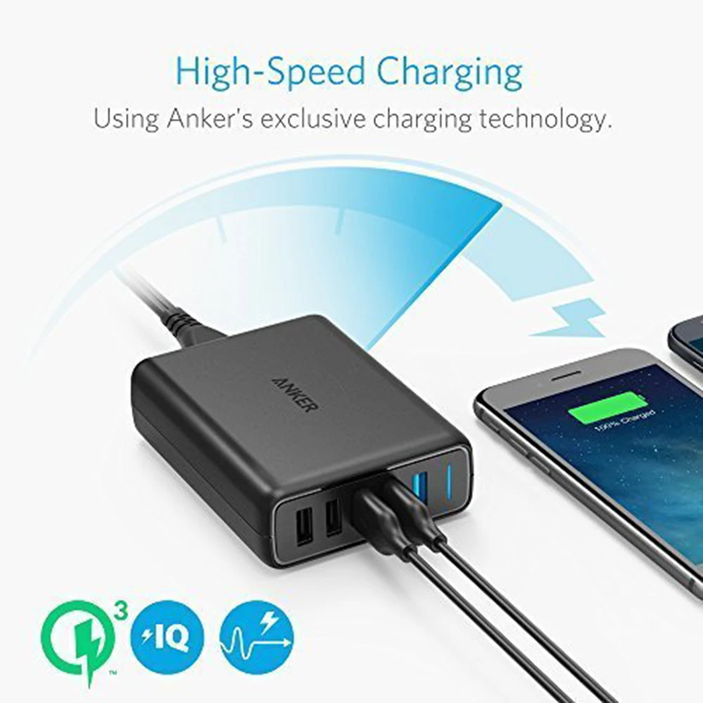 Pentru înc?rc?torul de perete USB Anker Quick Charge 3.0 63W 5 porturi U