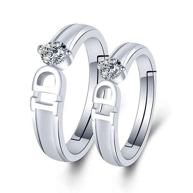 

Trendy New Ring for Lover's Women&Men Round Shape Design Wedding Engagement Finger Ring Opening Adjustable Jewelry