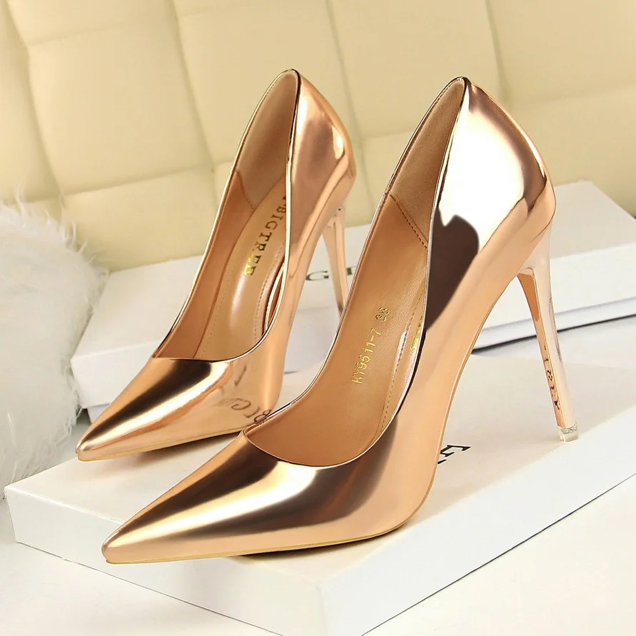 

SS0037 Silver high heel shoes women 2021 latest spring ladies golden pump shoes, Black,champagne,silver,golden,bronze