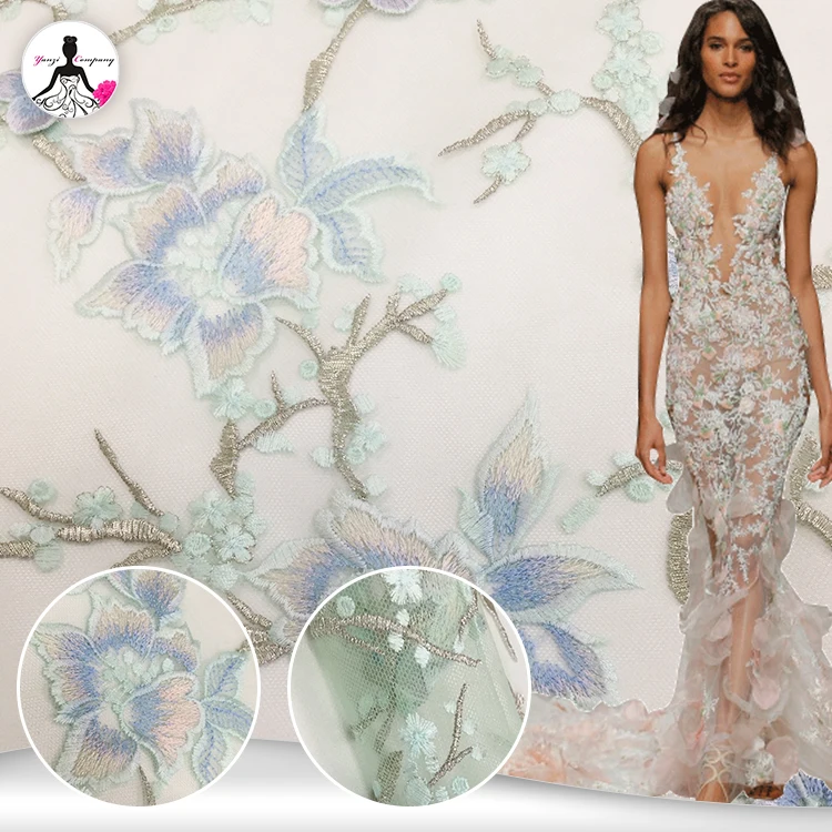 

Fancy bridal flat design wedding embroidery embroidered bulk lace fabric