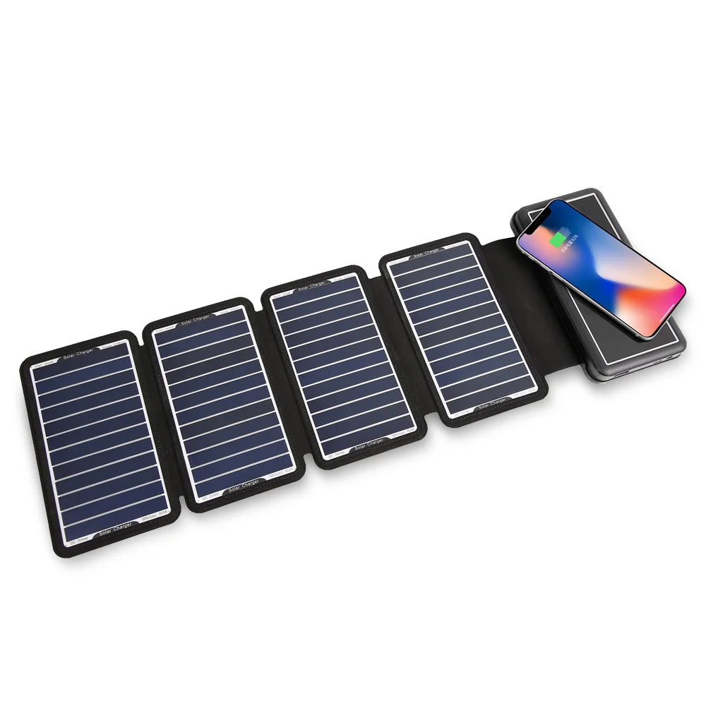

Portable 10W solar mobile charger for Phone/Power Bank/Battery USB Devices Outdoors, Black