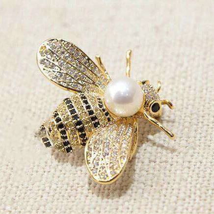 Joacii 2018 High Quality Gift Cute Honey Bee Pearl Brooch for Women