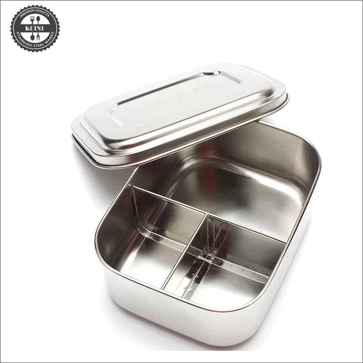 18 8 Stainless Steel 3 Compartments Bento Lunch Box - Buy 3 Compartment 