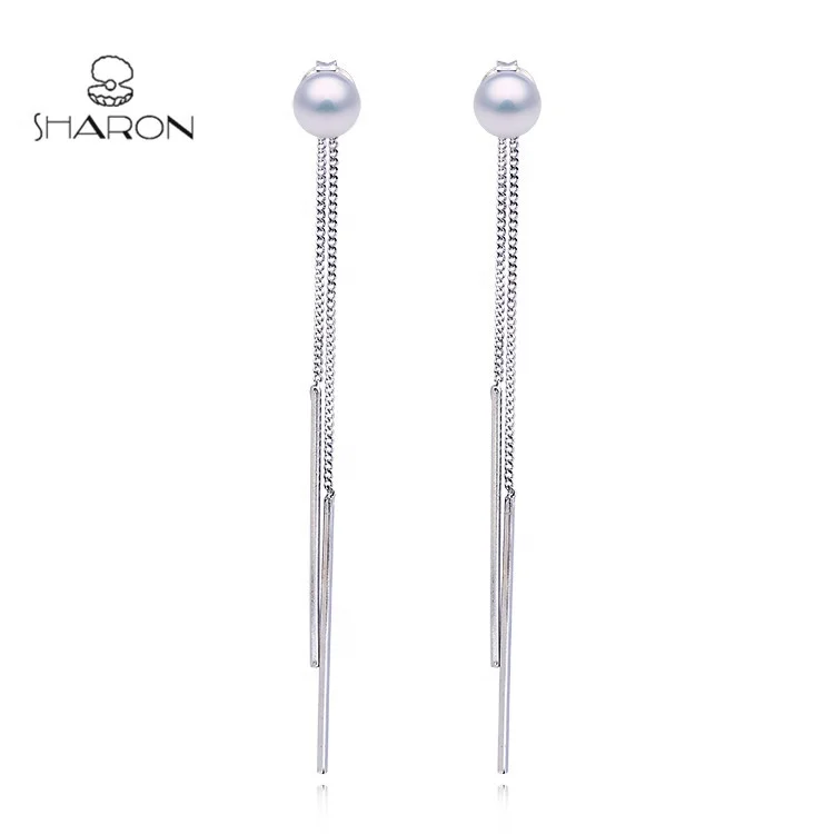 

2018 Wholesale New Charm Pick a Pearl S925 Sterling Silver Pearl Tassel Long Earring Mount